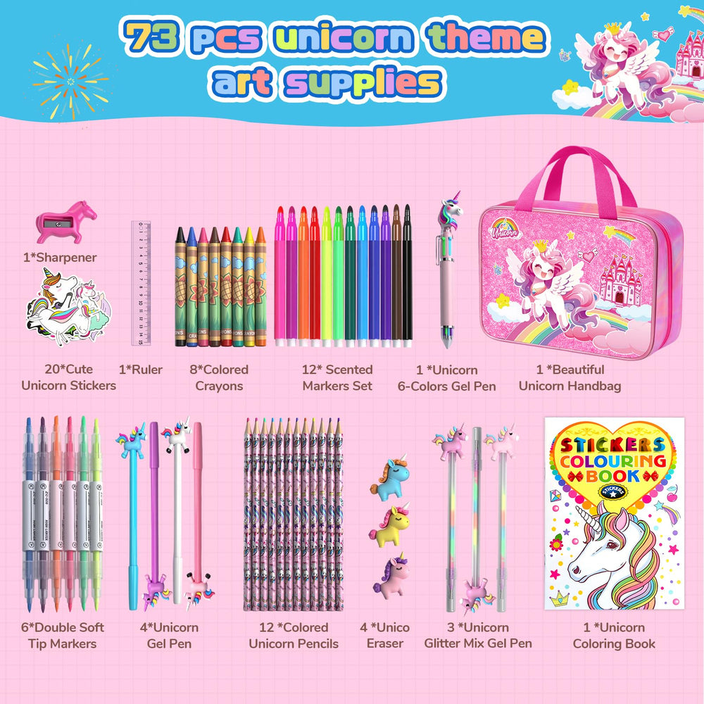 DreamyCandy unicorn pencil bag keeps art supplies neatly organized.