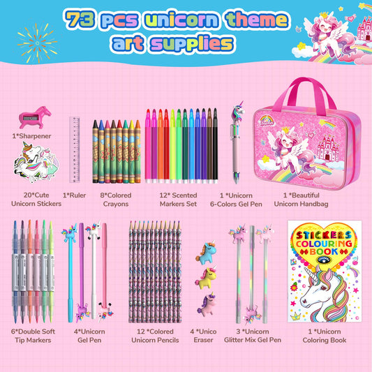 DreamyCandy unicorn pencil bag keeps art supplies neatly organized.