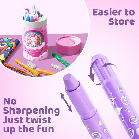 DreamyCandy unicorn pencil holder close-up keeps crayons organized for kids.