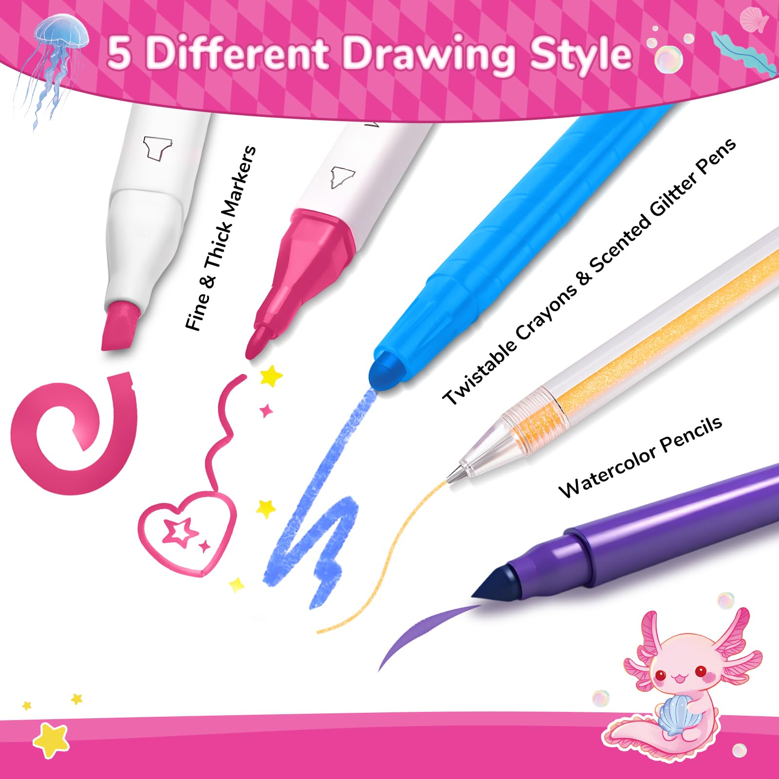 DreamyCandy washable fine tip markers offer precise lines for detailed drawings.