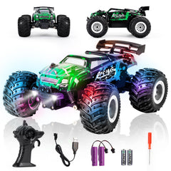 Drefirsa 1:18 RC monster truck with LED headlights for night play