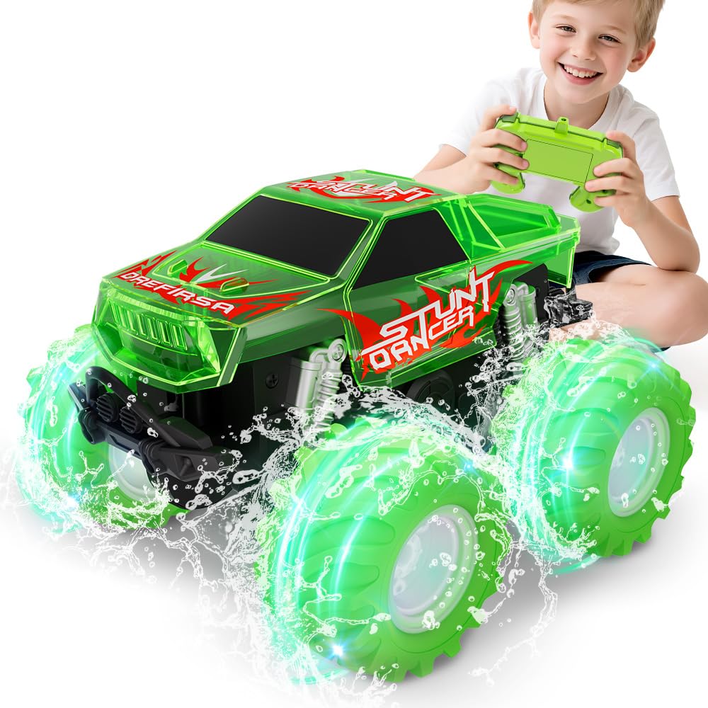 Drefirsa Amphibious Monster Truck with LED lights for thrilling night stunts.