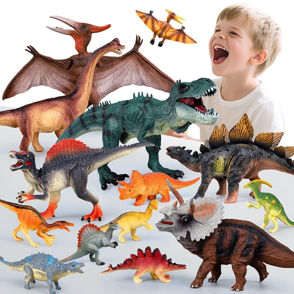 Drefirsa large dinosaur figures set for imaginative play and party decor.