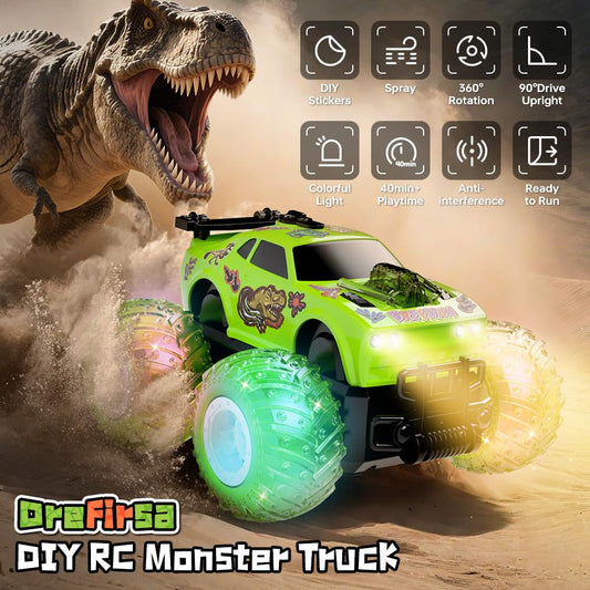 Drefirsa remote control car with glowing wheels for exciting night stunts.