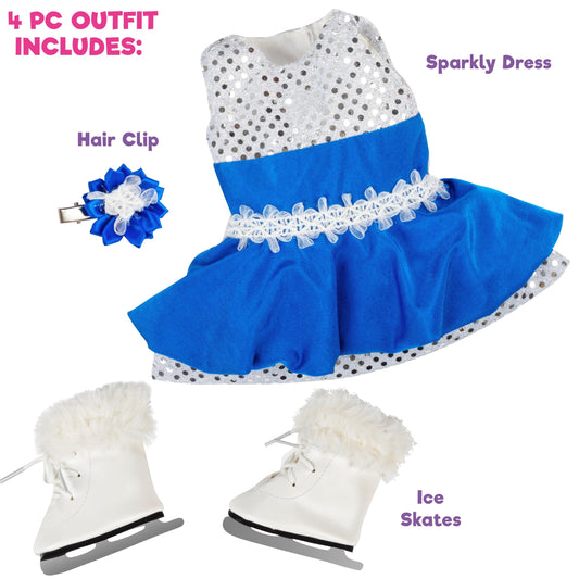 Dress Along Dolly blue sparkly dress highlights shimmer for photo-ready play