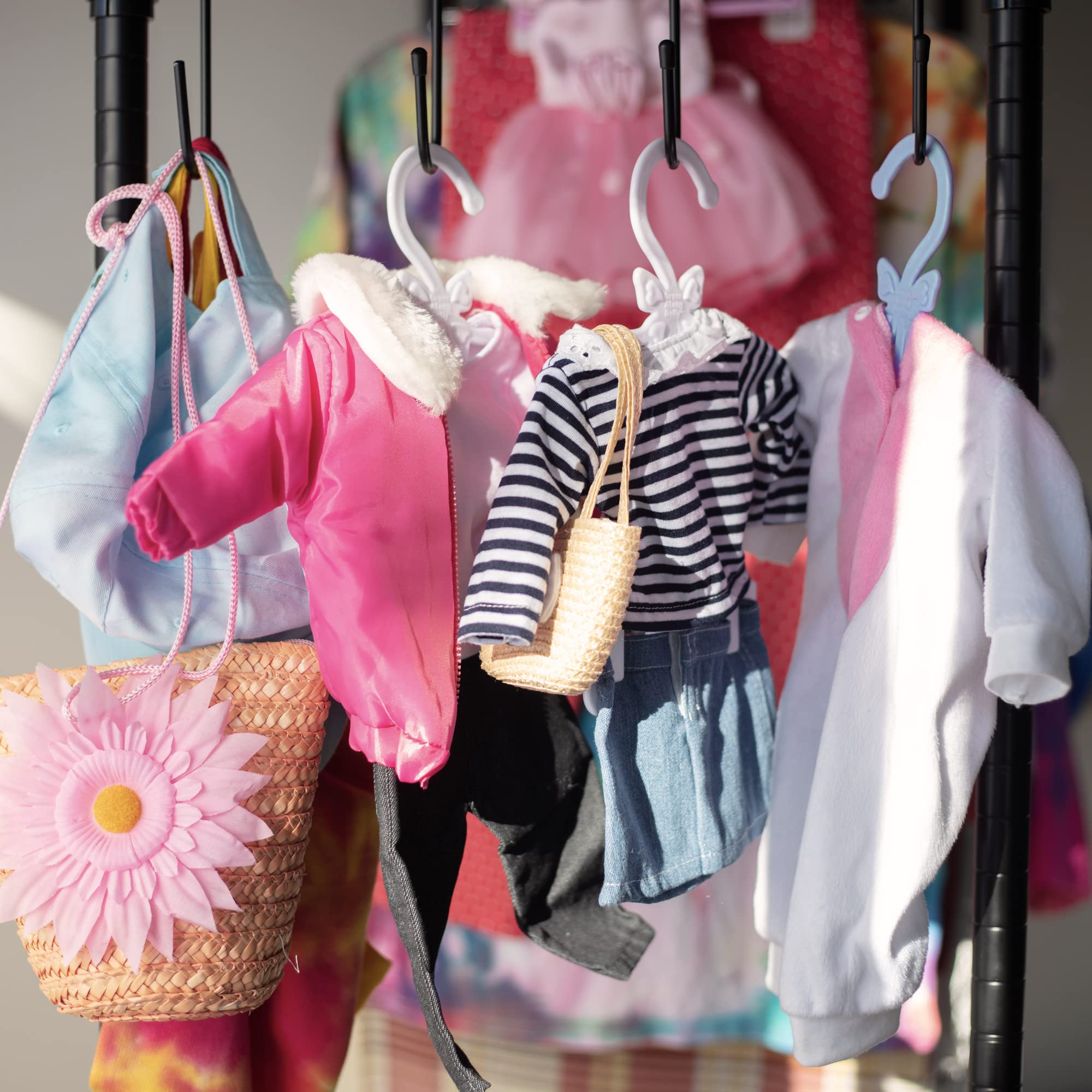 Dress Along Dolly accessory hangers for small doll items and accessories.