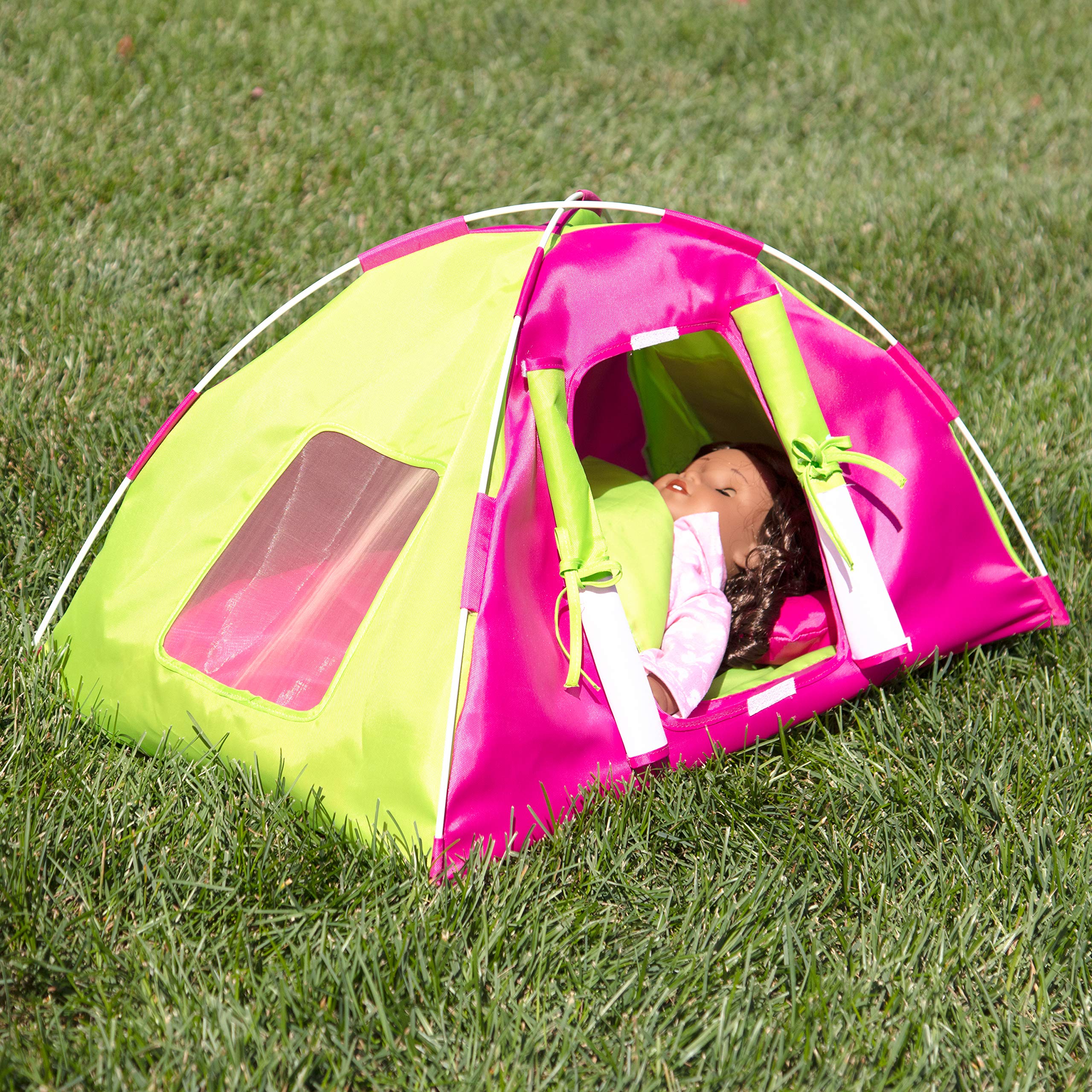 Dress Along Dolly camping tent makes a delightful gift for doll lovers.