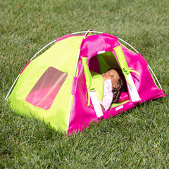 Dress Along Dolly camping tent makes a delightful gift for doll lovers.