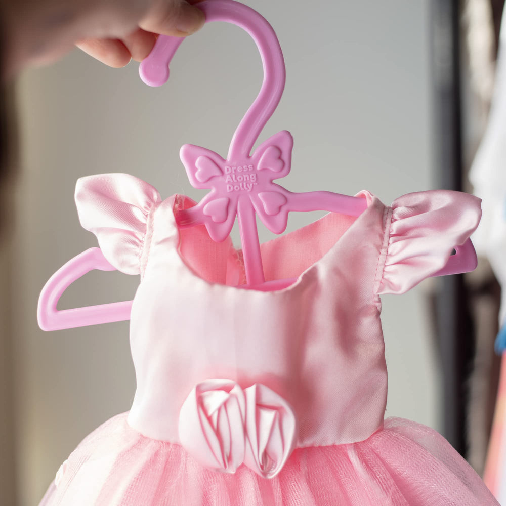 Dress Along Dolly elegant white butterfly hanger design for 18-inch dolls