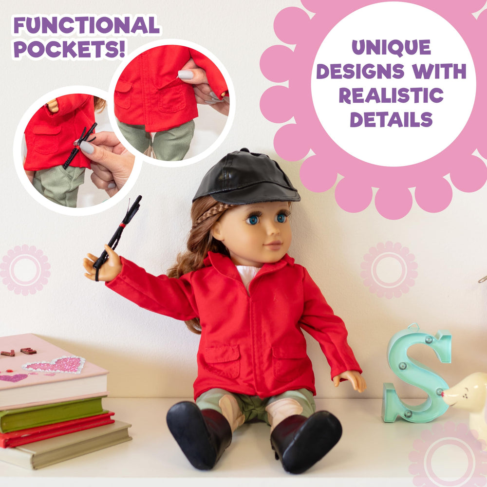 Dress Along Dolly equestrian boots finish the outfit with sturdy, doll-friendly soles.