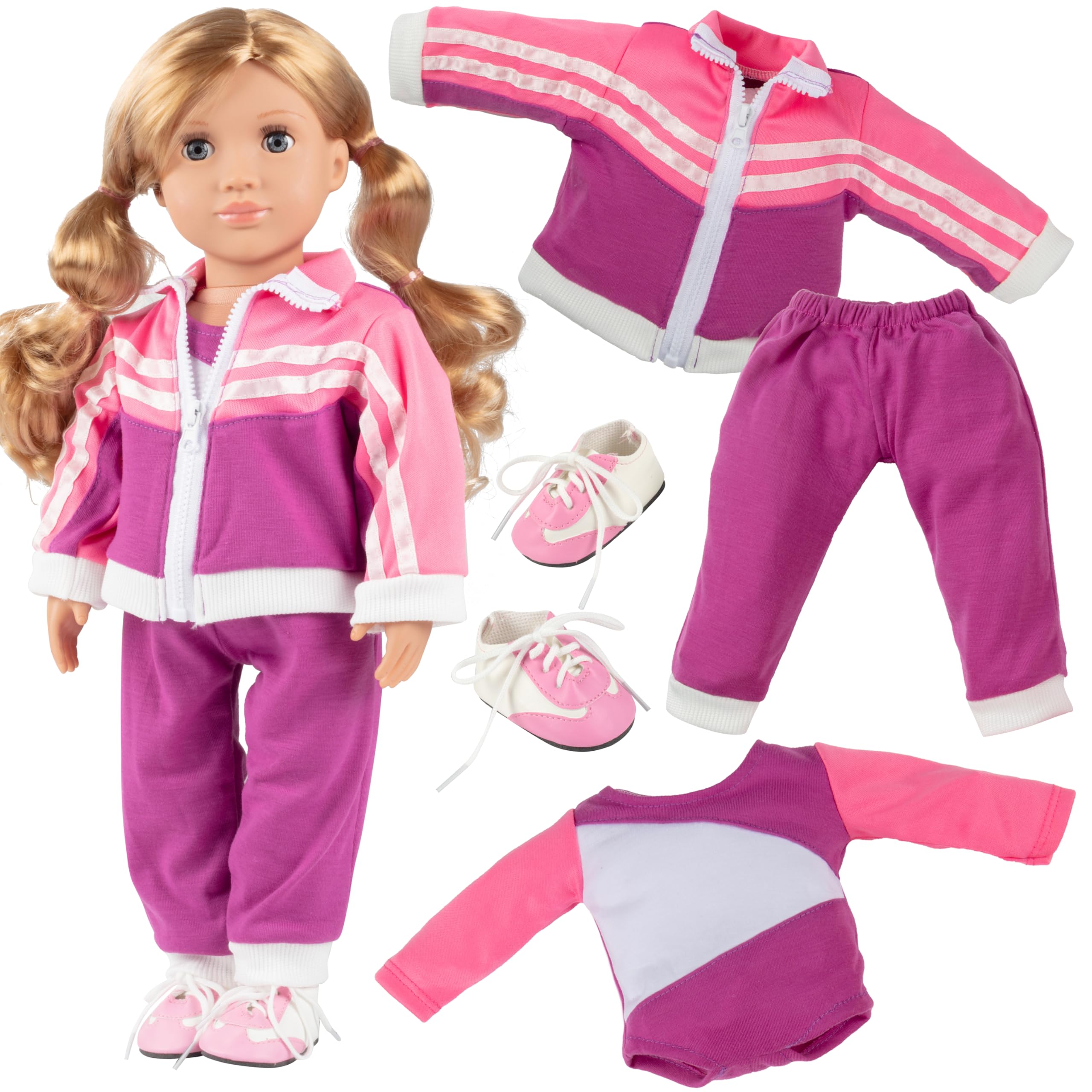 Dress Along Dolly gymnastics doll leotard outfit for 18-inch dolls, ideal for active play