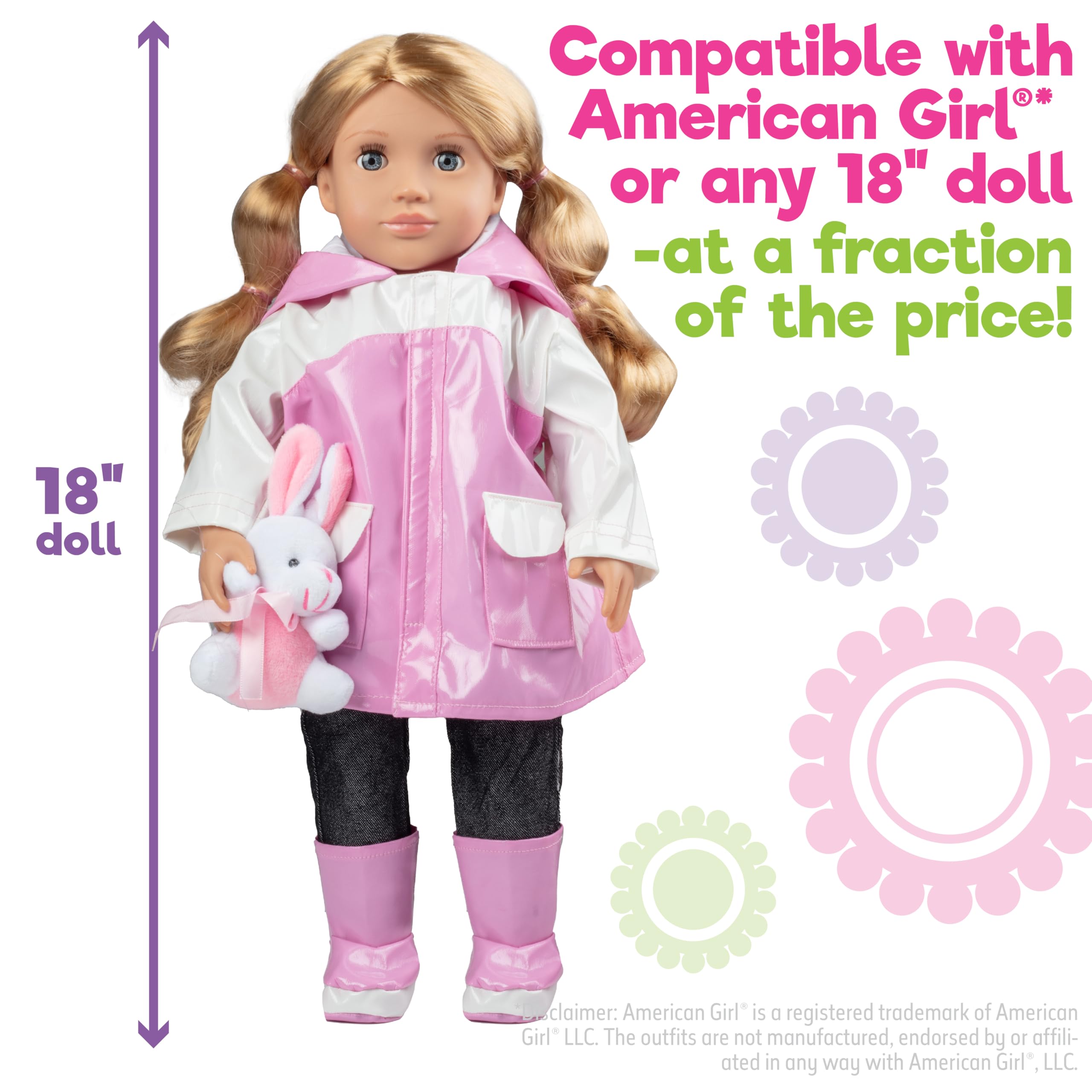 Dress Along Dolly pink rain boots for splash-ready adventures with dolls.