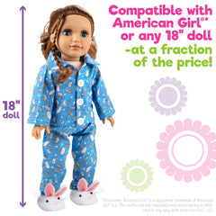 Dress Along Dolly umbrella-themed pajamas top, rainy-day playwear for 18-inch dolls.