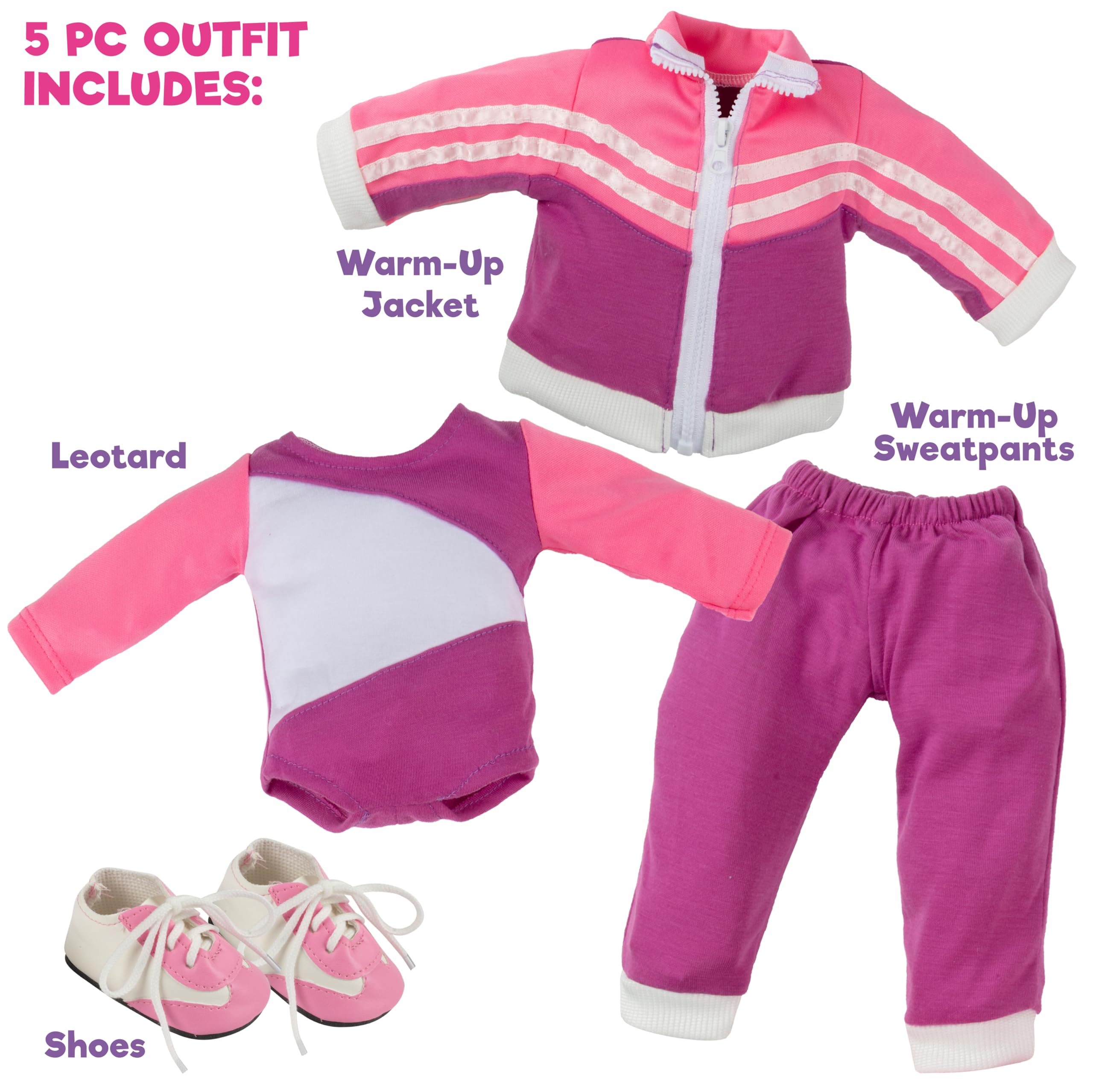 Dress Along Dolly warm-up pants for comfortable, unrestricted doll workouts and movement