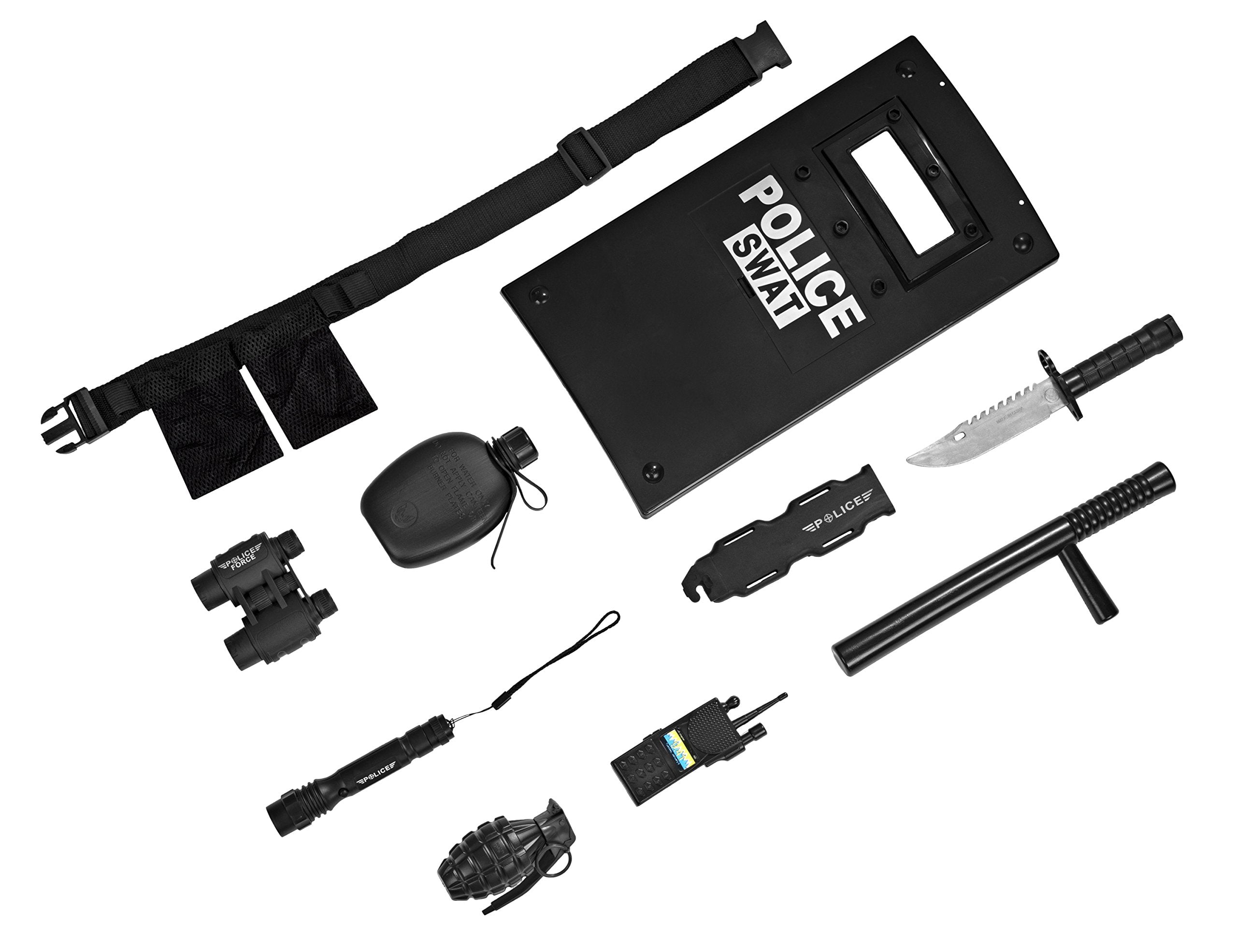 Dress Up America adjustable police belt supports kid-sized fits and storage for pretend gear.