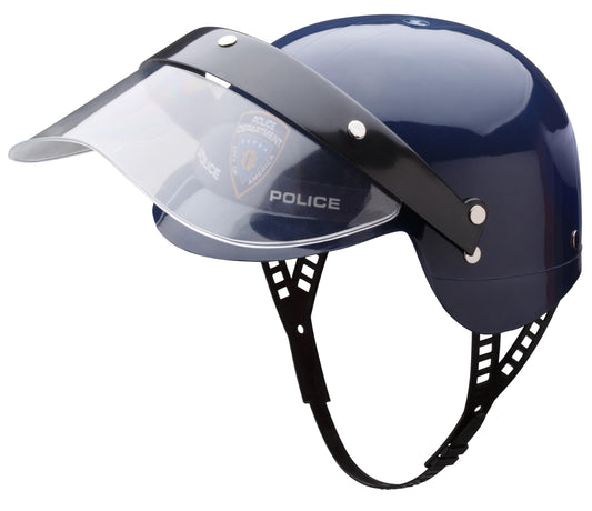 Dress Up America police helmet logo center detail for authentic look.