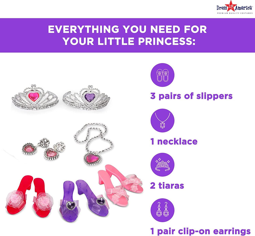 Dress Up America princess tiara with heart jewel for sparkling pretend royalty moments