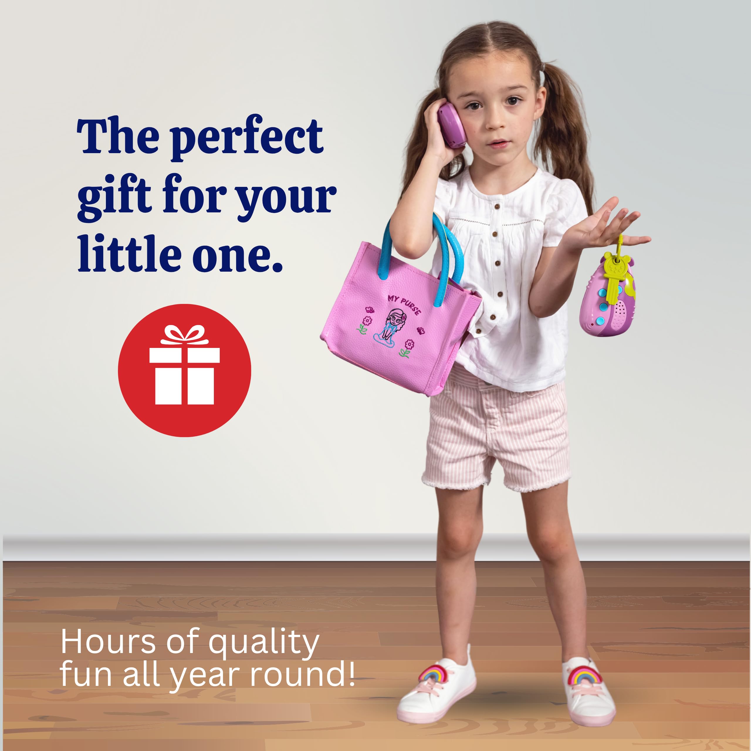 Dress Up America toddler purse credit card for pretend transactions.