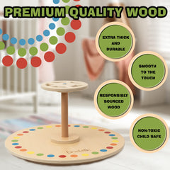 Driddle wooden spinner seat two kids using demonstrates shared play