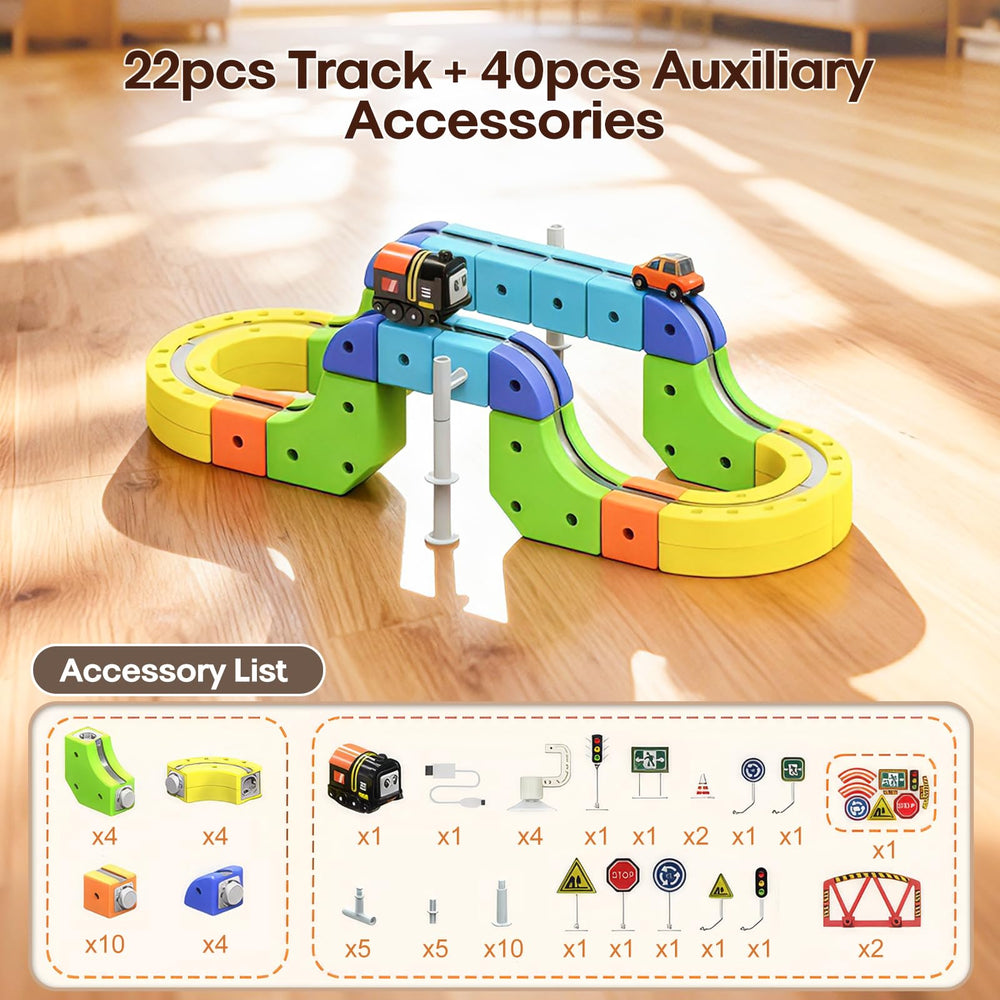 Dripiagarden track set with bridges and curves for creative layouts.
