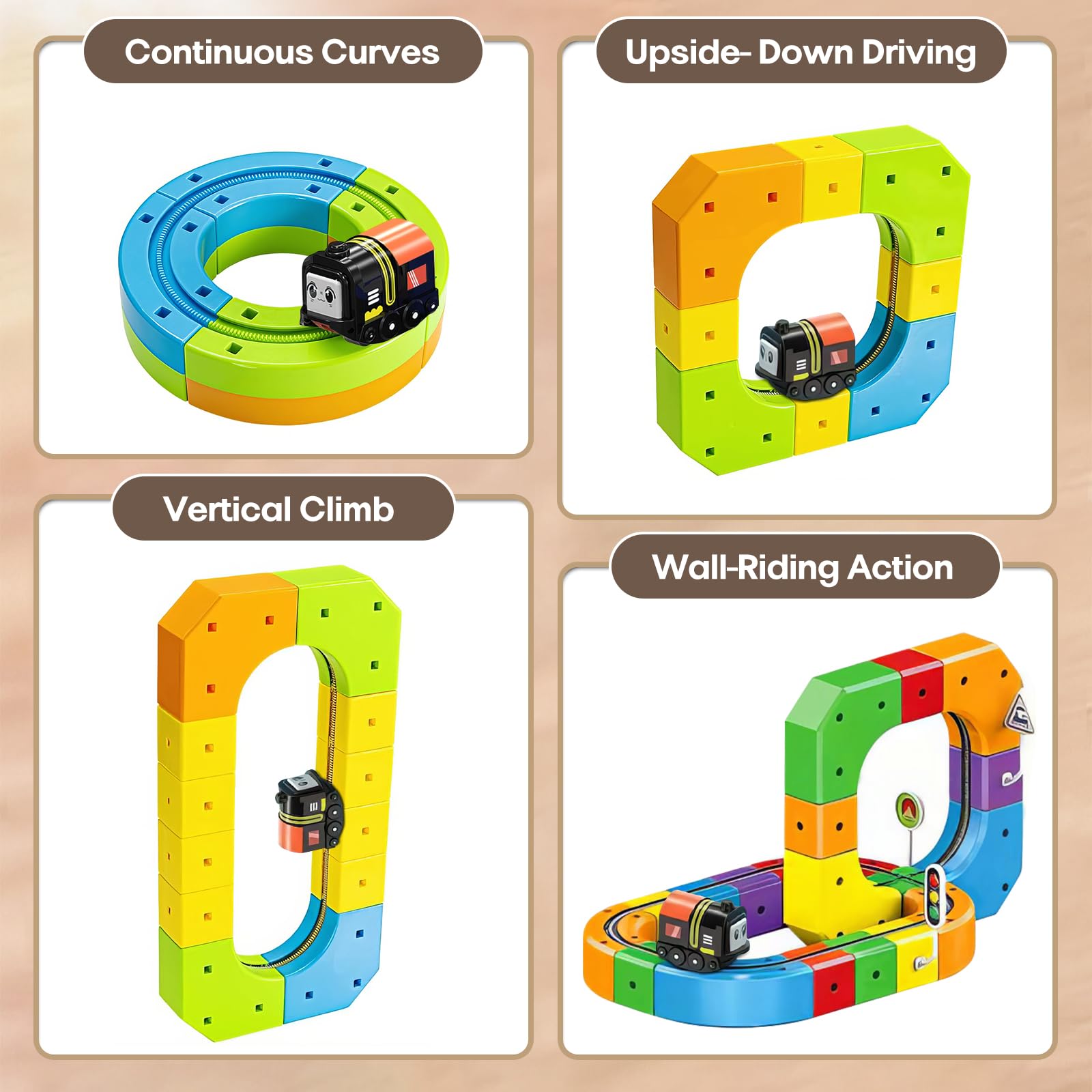 Dripiagarden motorized train conquers curves for exciting action.