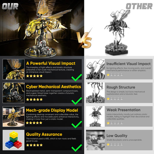 Driveplexpro mechanical bee wings in motion showing gear-driven movement