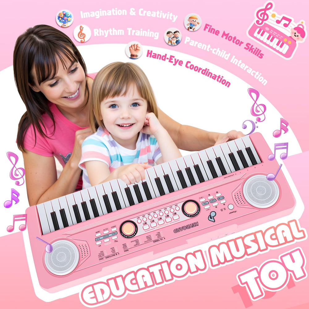 Drmukie keyboard offers 16 tones and 8 rhythms for variety.