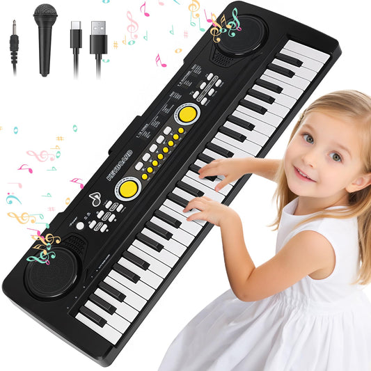 Drmukie 49-key kid’s piano with demo tunes boosts early musical exploration.