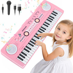 Drmukie 49-key pink piano keyboard for kids, engaging early music play.
