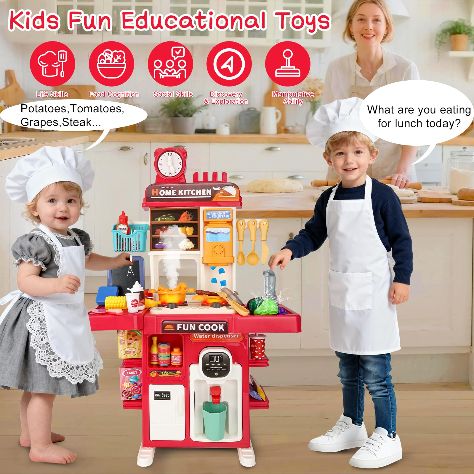 Drmukie educational role-play kitchen builds fine motor skills and social play