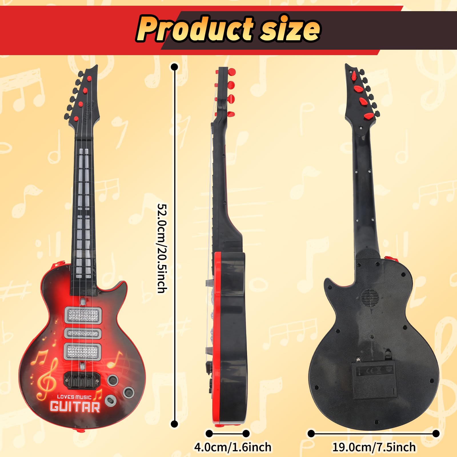Drmukie Kids Guitar Toy red in-use shot captures joyful learning moment.