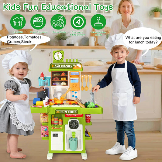 Drmukie kitchen playset with steam and sound enhances imaginative role-play experiences.