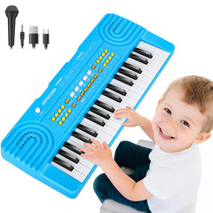Drmukie kids 37-key blue piano for curious little hands and creative play