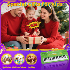 Drmukie kids piano green 37-key layout shown for early music learning.