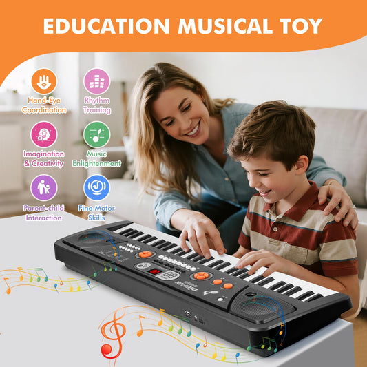 Drmukie kids piano with LCD screen and microphone enables interactive practice.