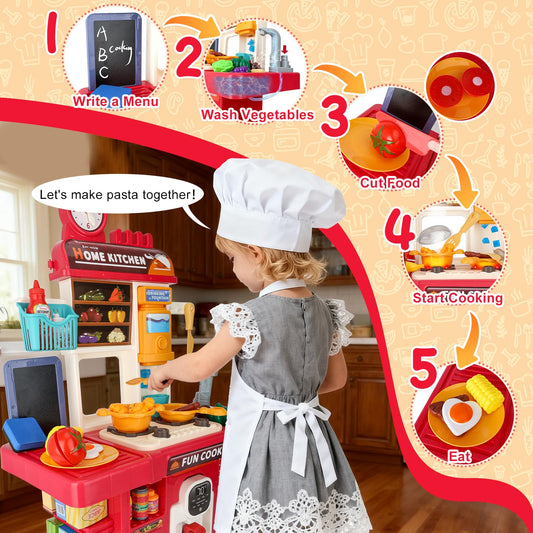 Drmukie mini kitchen playset stovetop lights enhancing pretend cooking with realistic ambience