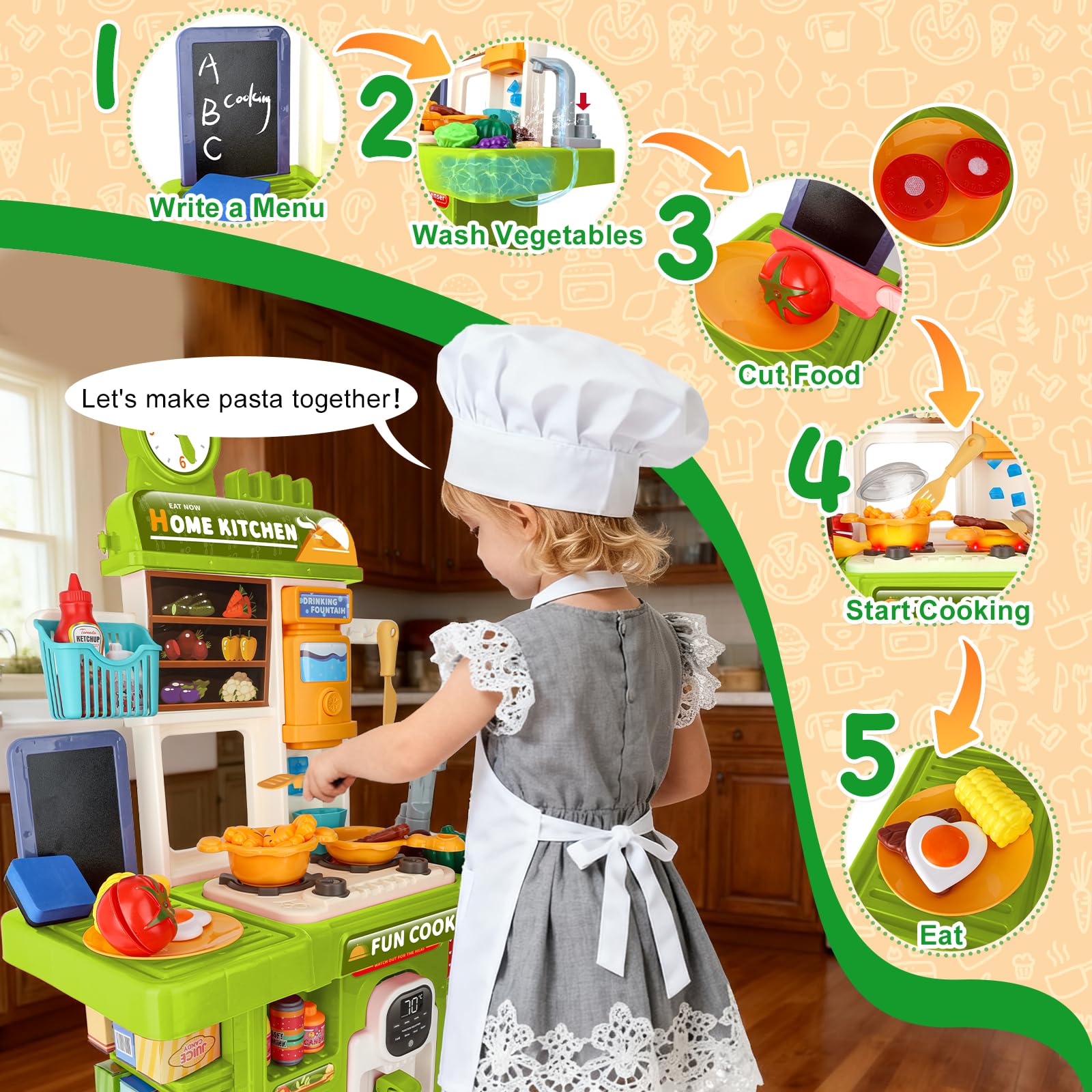 Drmukie Upgrade Toy Kitchen ice maker invites chilly pretend refreshments during play.