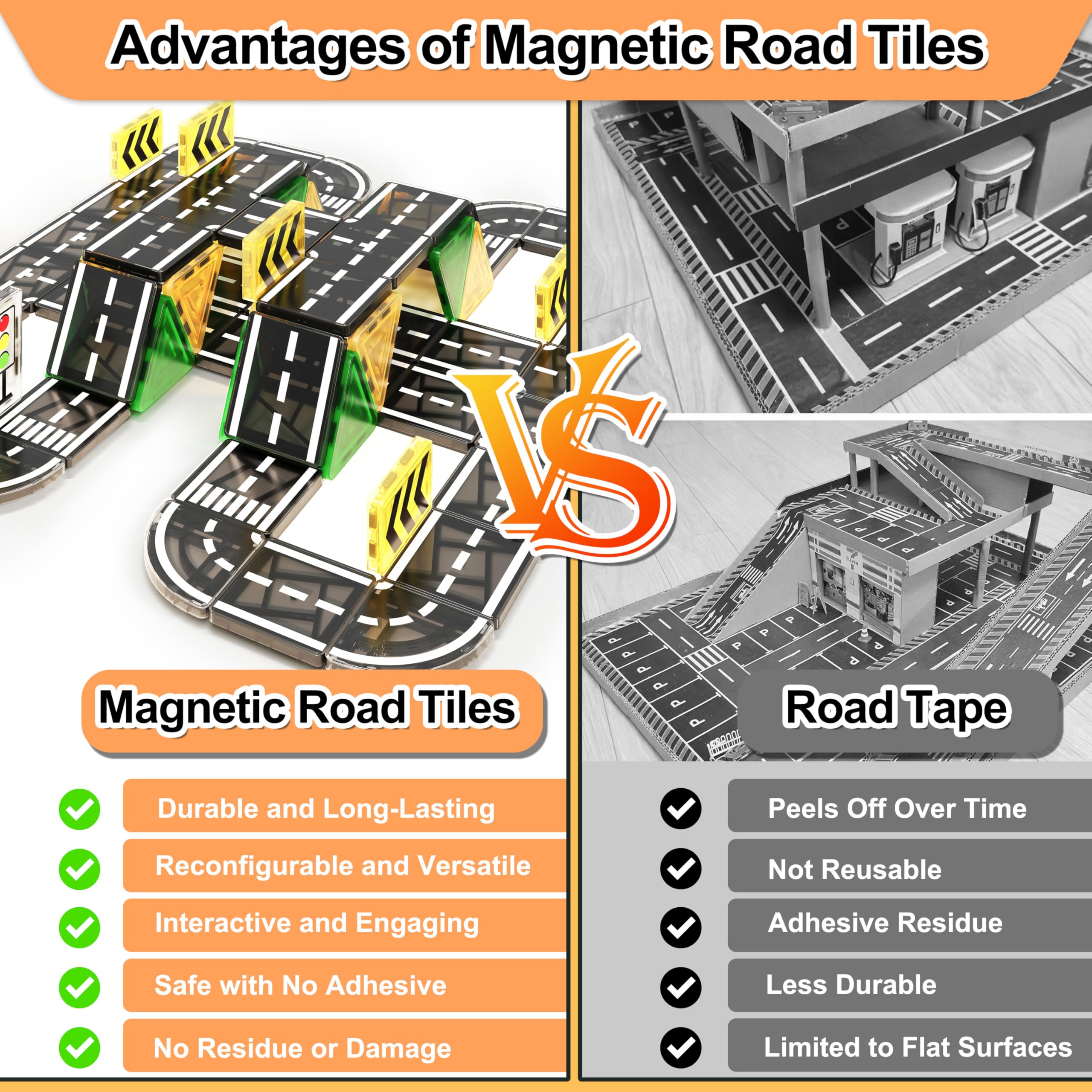 Drofex expand pack of magnetic road tiles for growing city layouts and imagination.