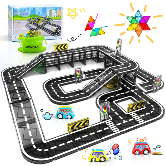 Drofex magnetic road set for imaginative road-building play