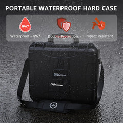 Drogear case IP67 protection guards against water and dust in rough conditions.