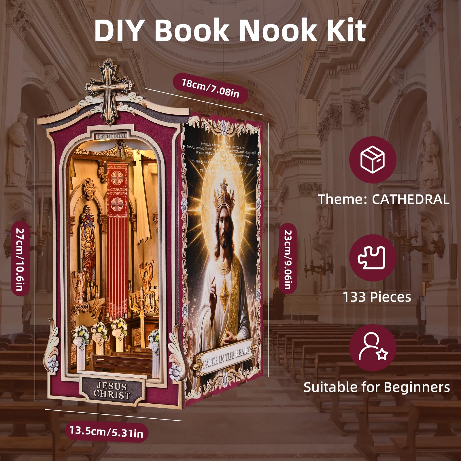 DROICC Book Nook detailed façade with angel windows adds visual charm.