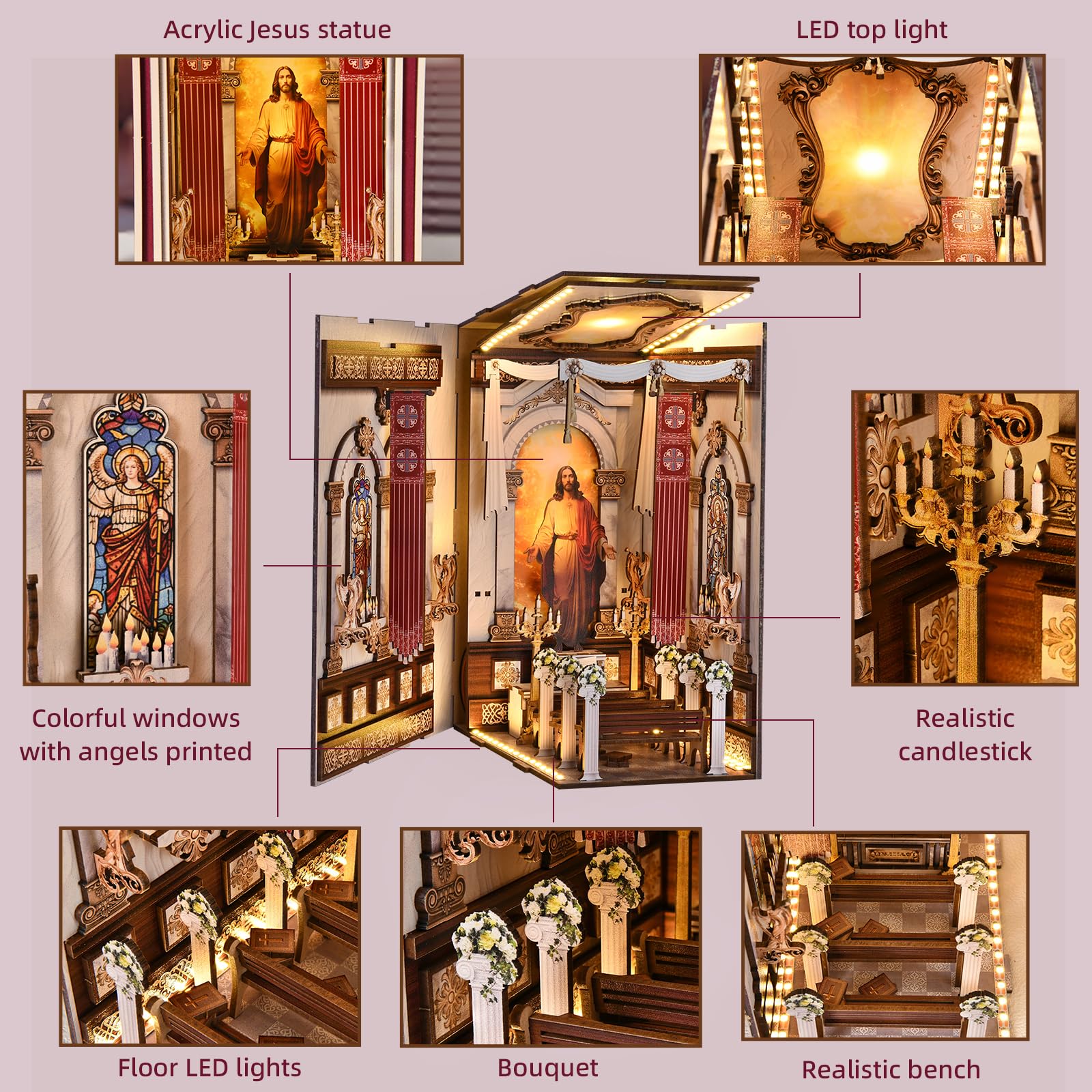 DROICC Book Nook Jesus statue centerpiece for contemplative display.