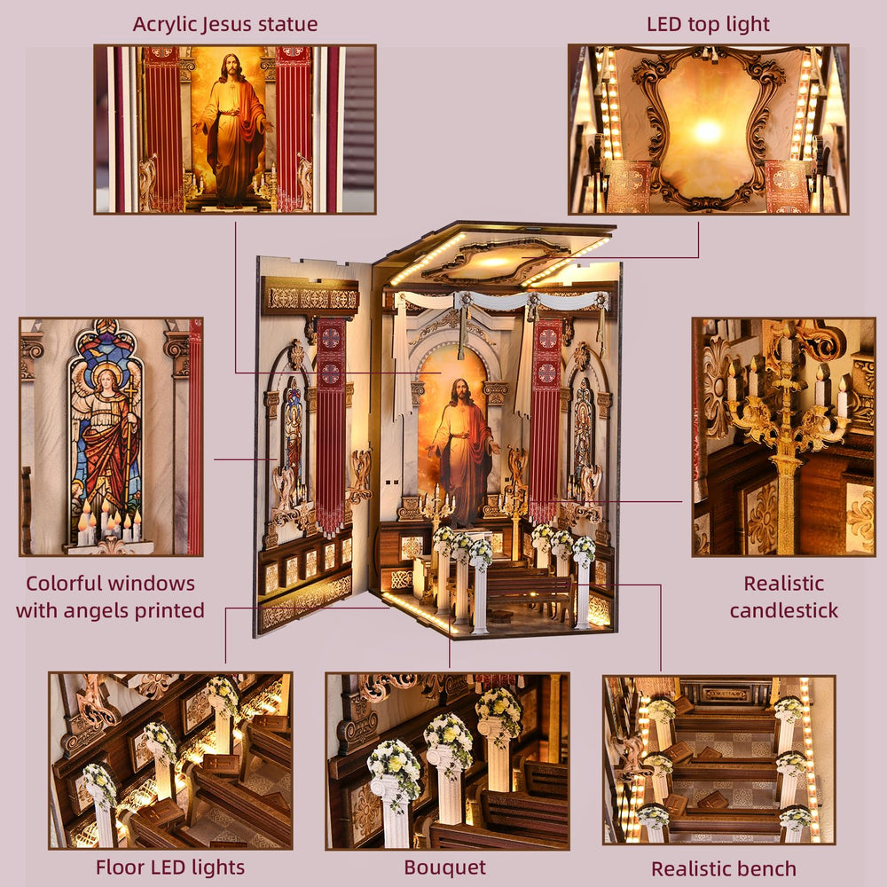 DROICC Book Nook Jesus statue centerpiece for contemplative display.