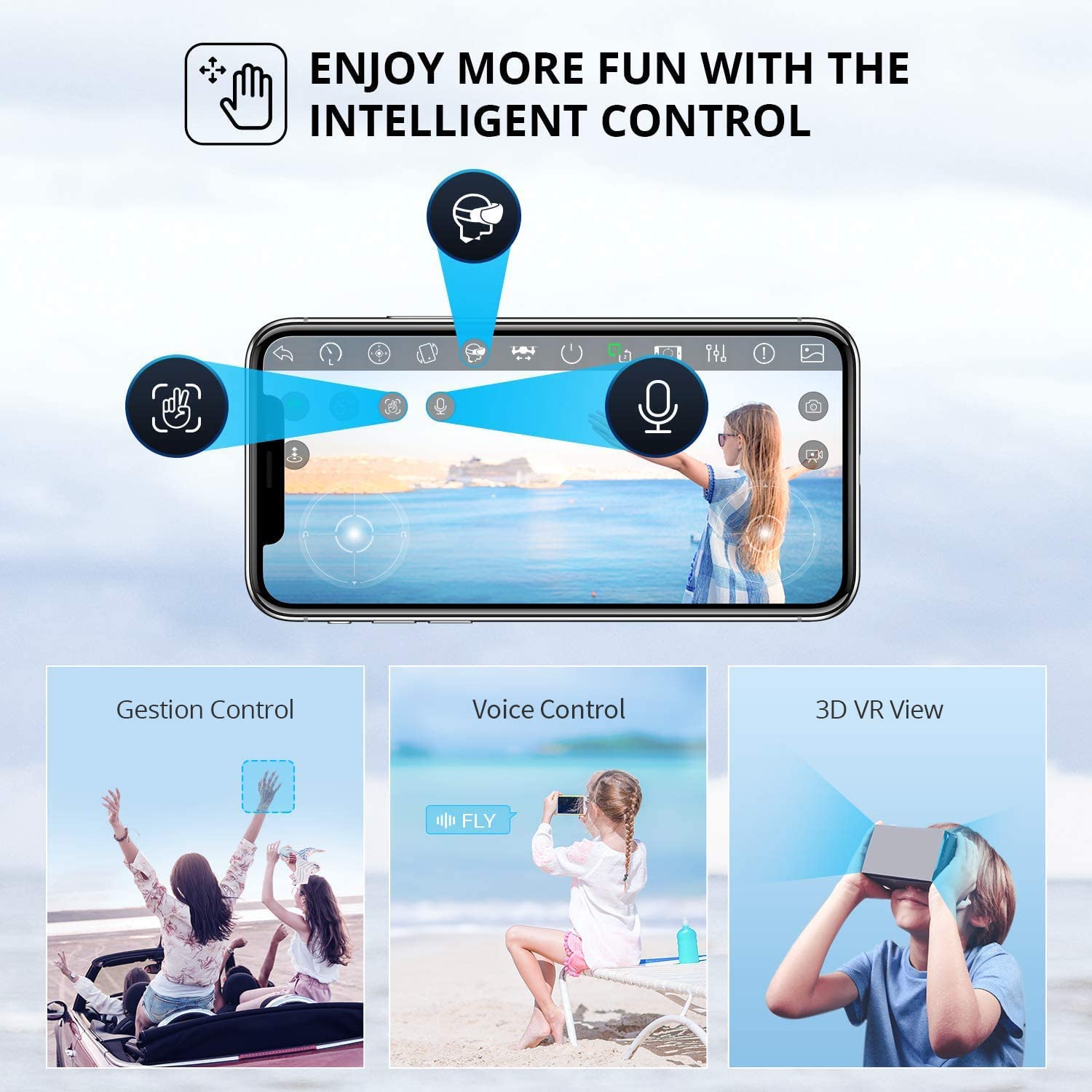 DRONEEYE 4DV13 gesture selfie mode enables hands-free photos