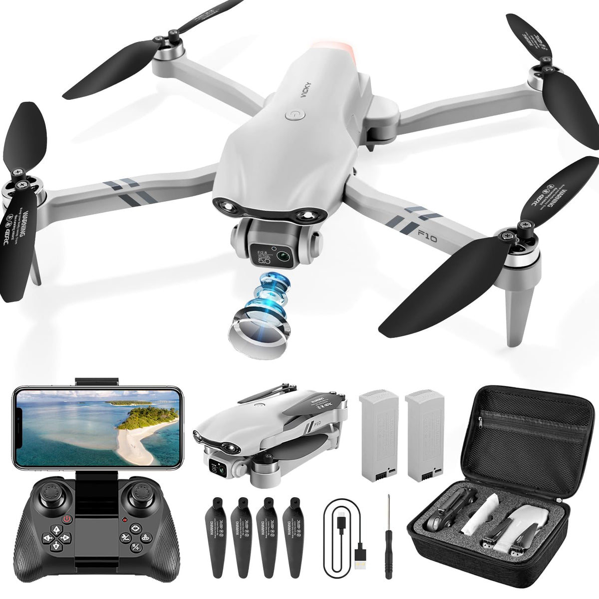DRONEEYE F10 foldable drone with 1080p camera for crisp aerial footage on the go