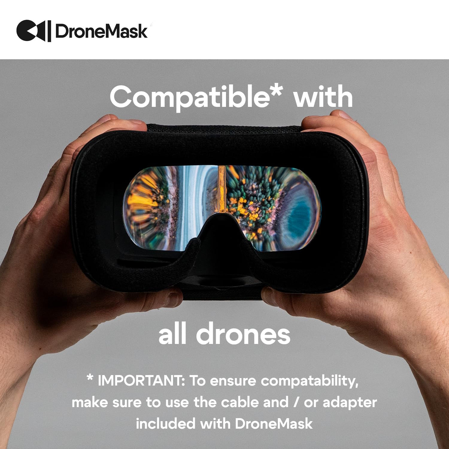 DroneMask 2 glare-free viewing enhances visibility under bright sun.