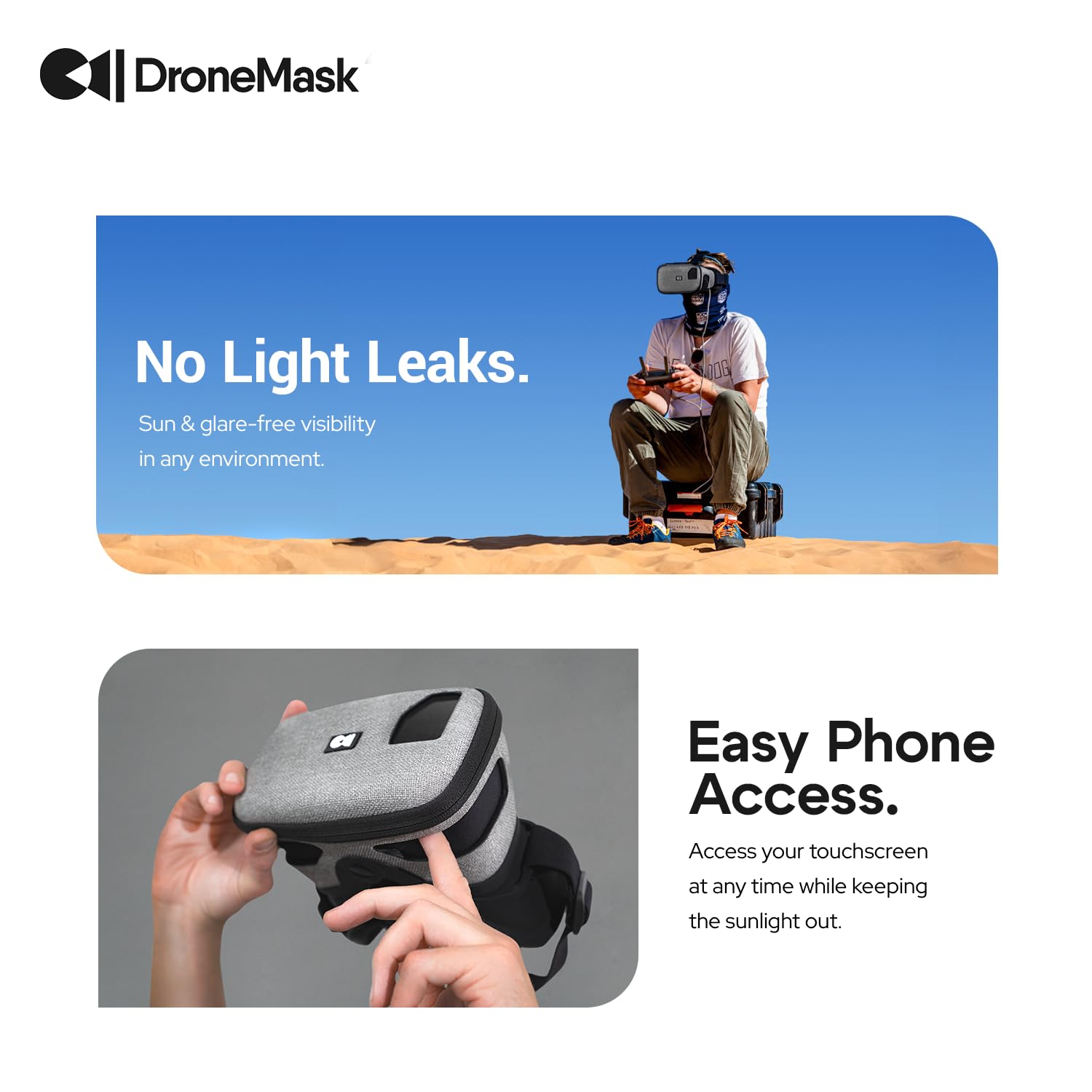 DroneMask 2 eyeglasses-friendly design fits glasses comfortably.