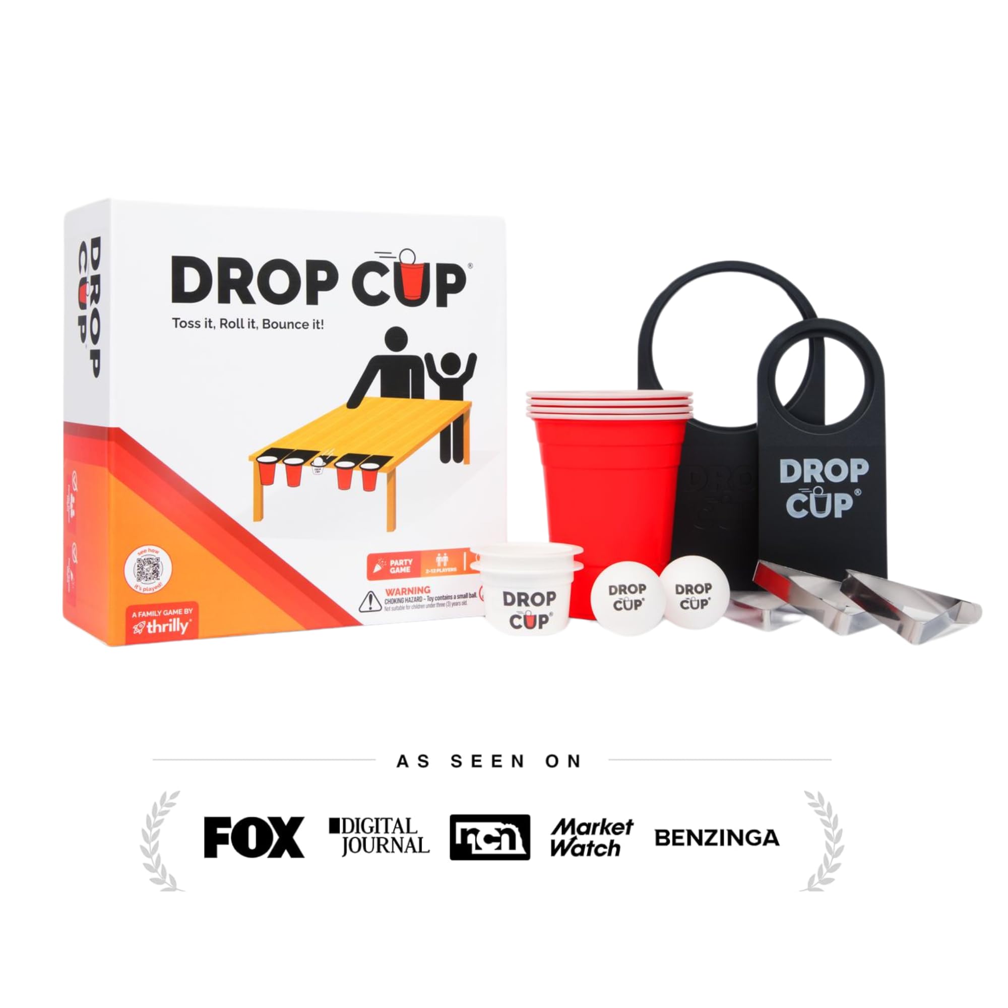Drop Cup family-friendly game ready for indoor and outdoor use.