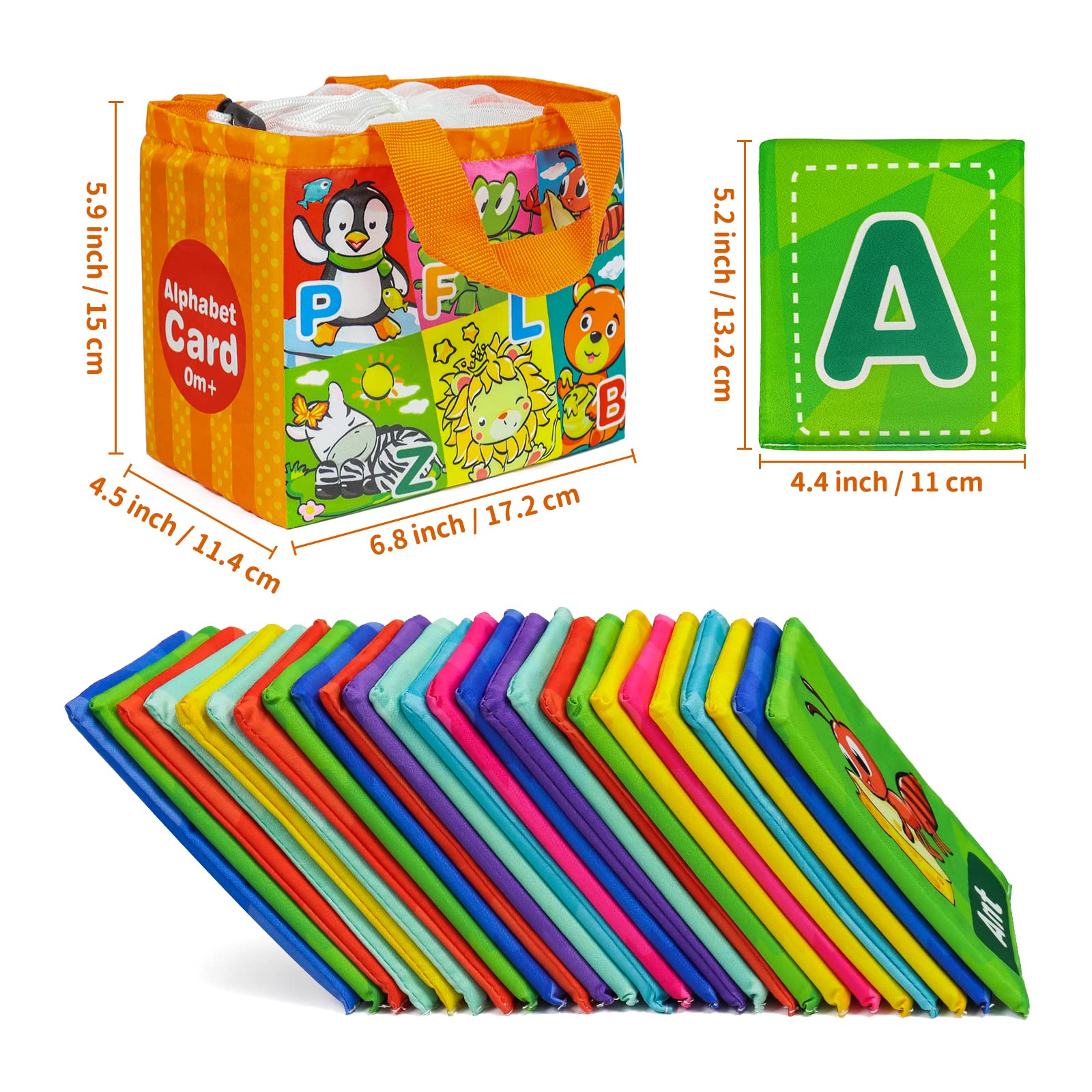 Dr.Rapeti Soft Alphabet Cards feature animal words and cartoons linked to each letter.