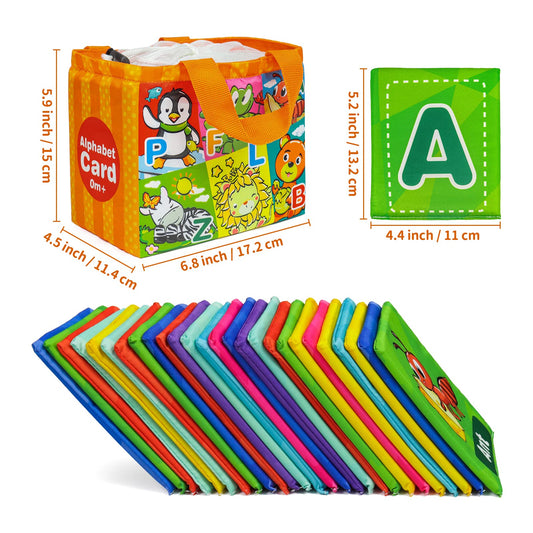 Dr.Rapeti Soft Alphabet Cards feature animal words and cartoons linked to each letter.